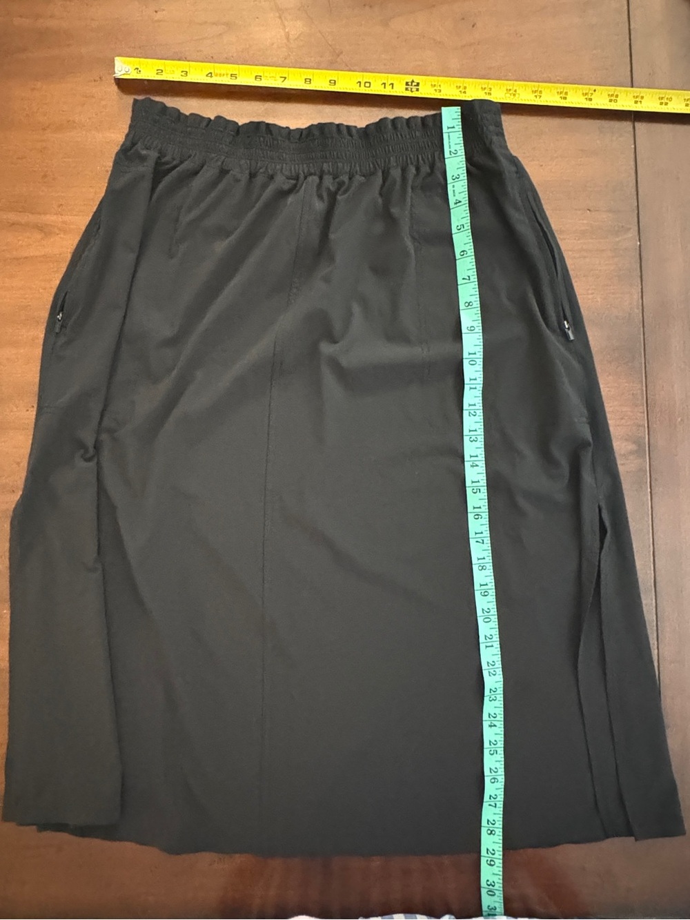 Athleta Savannah Skirt Black Midi Elastic Waist Travel L Large EUC - Picture 2 of 7